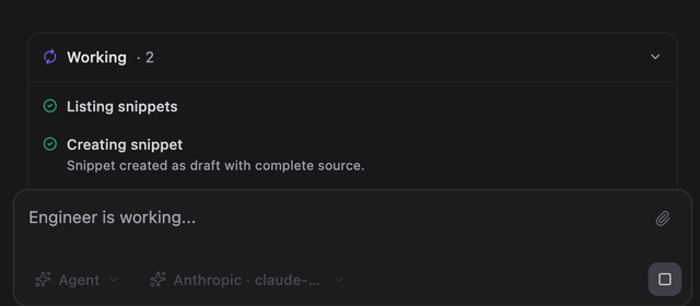 Snippet Engineer autonomous agent interface